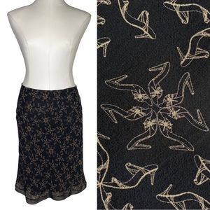 Vintage Max Studio Heeled Sandal Print Silk Skirt